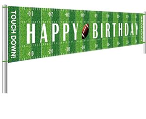 large football happy birthday party banner, game day sports party decorations, football photo backdrop hanging decorations(9.8 x 1.6 feet)