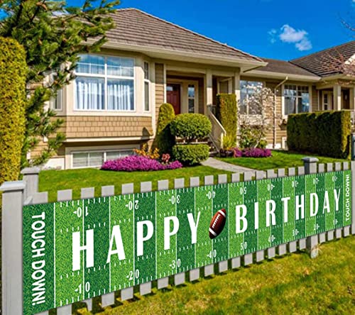 Large Football Happy Birthday Party Banner, Game Day Sports Party Decorations, Football Photo Backdrop Hanging Decorations(9.8 x 1.6 feet)