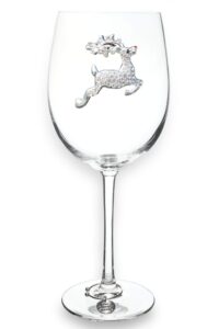 the queens' jewels reindeer jeweled stemmed wine glass, 21 oz. - unique gift for women, birthday, cute, fun, christmas, not painted, decorated, bling, bedazzled, rhinestone