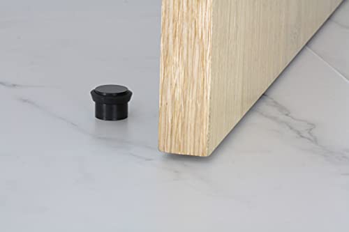 EVI | Adhesive Doorstop | 1.1'' X 0.8'' | Natural Silicone Black Rubber | Black Lacquered Stainless Steel Finish | Great Adherence | 100% Functional | Mod I-163