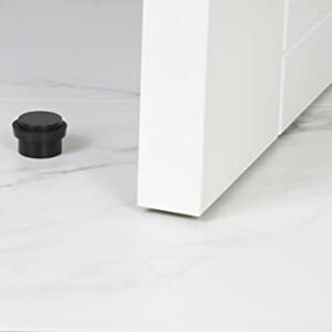 EVI | Adhesive Doorstop | 1.1'' X 0.8'' | Natural Silicone Black Rubber | Black Lacquered Stainless Steel Finish | Great Adherence | 100% Functional | Mod I-163
