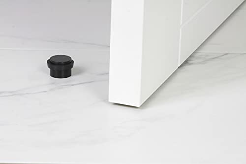 EVI | Adhesive Doorstop | 1.1'' X 0.8'' | Natural Silicone Black Rubber | Black Lacquered Stainless Steel Finish | Great Adherence | 100% Functional | Mod I-163
