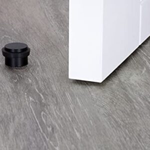 EVI | Adhesive Doorstop | 1.1'' X 0.8'' | Natural Silicone Black Rubber | Black Lacquered Stainless Steel Finish | Great Adherence | 100% Functional | Mod I-163