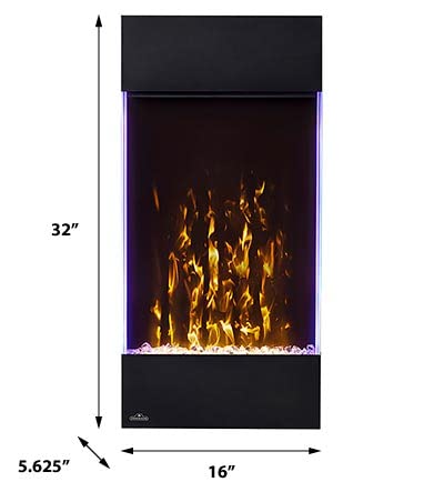 Napoleon Allure 32 inch Vertical Wall Mount Electric Fireplace - Black, NEFVC32H