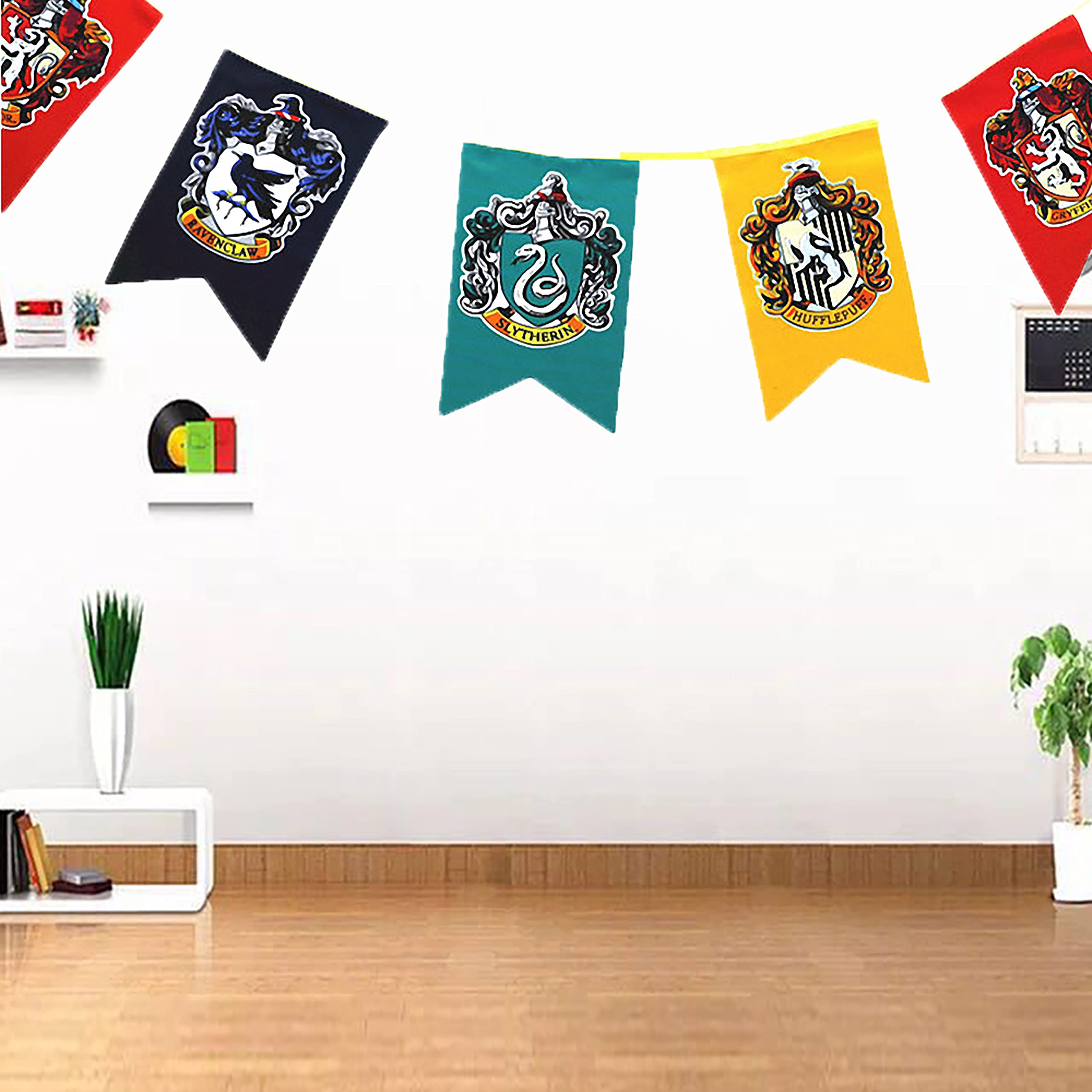 Birthday Pary Harry Gift Potter Wall Banner, Gryffindor | Hufflepuff | Ravenclaw | Slytherin House Decor Flag (3m 12pcs)