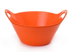 mintra home plastic bowls with handles (4.5l large 2pk, orange) - 11.25w x 5inh (6.75inh with handles) - great for popcorn, snacks, drinks, candy, halloween, trick or treat bowls