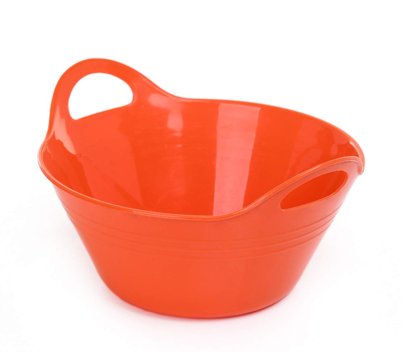 Mintra Home Plastic Bowls with Handles (4.5L Large 2pk, Orange) - 11.25W x 5inH (6.75inH with handles) - great for popcorn, snacks, drinks, candy, Halloween, trick or treat bowls