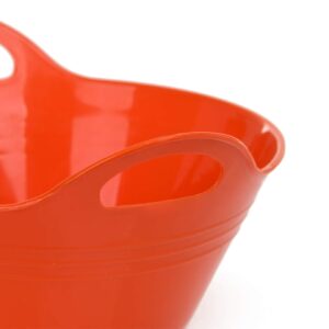 Mintra Home Plastic Bowls with Handles (4.5L Large 2pk, Orange) - 11.25W x 5inH (6.75inH with handles) - great for popcorn, snacks, drinks, candy, Halloween, trick or treat bowls