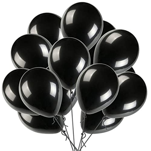 100pcs Balloons Black Clearance Latex 10" Pearl Black Balloons Helium Black Balloon for Black Balloon Garland Arch Wedding Birthday Halloween Party New Year's Day Decorations