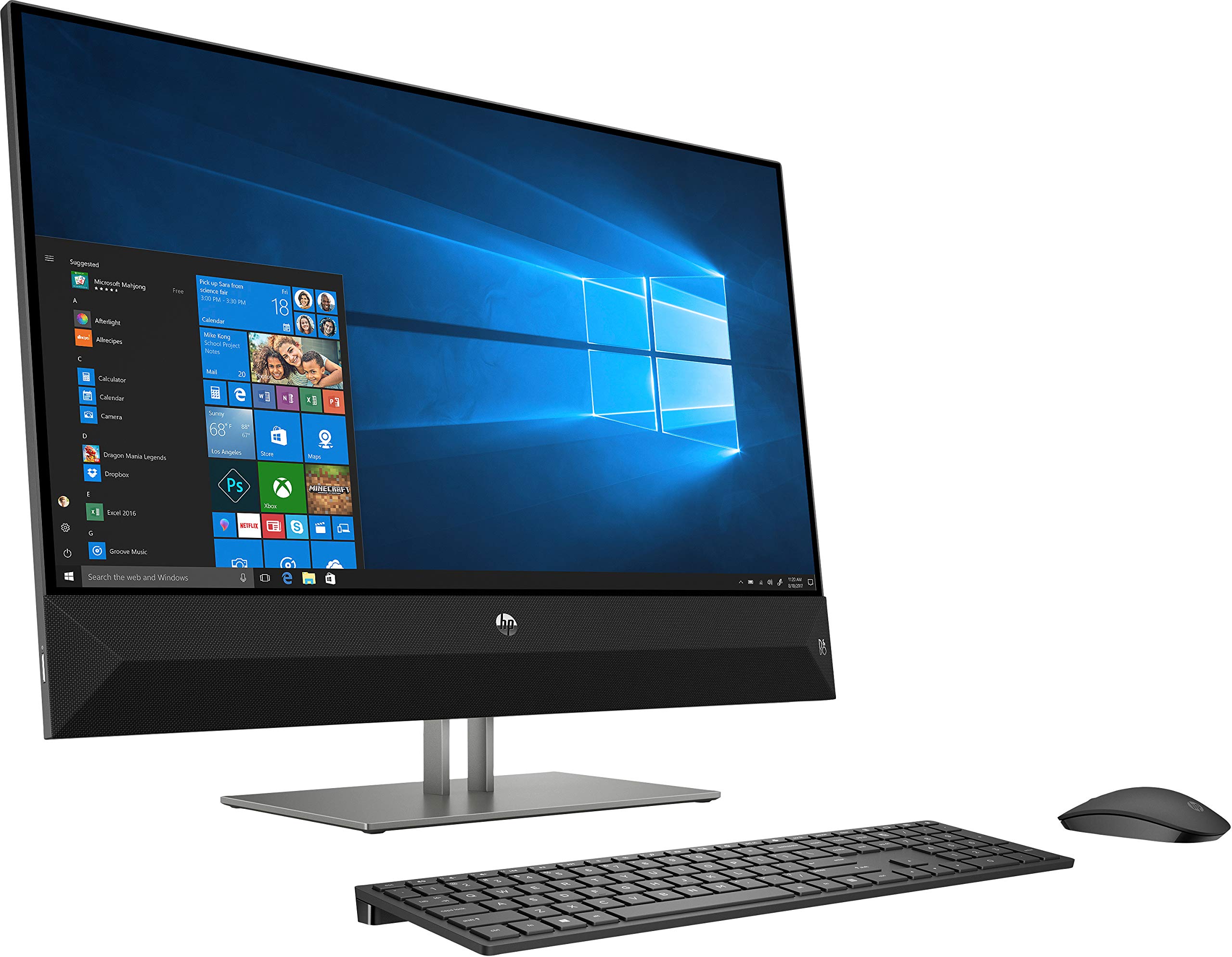 HP Pavilion 27" All-in-One Touchscreen Desktop Computer AMD Ryzen 5 8GB RAM 1TB HDD Sparkling Black - AMD Ryzen 5-2600H Quad-core Wireless Keyboard & Mouse Included - in-Plane Switching