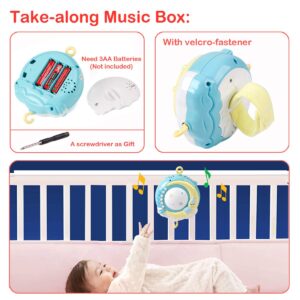 Mini Tudou Baby Musical Mobile Crib with Music and Lights, Timing Function, Projection, Take-Along Rattle and Music Box for Babies Boy Girl Toddler Sleep