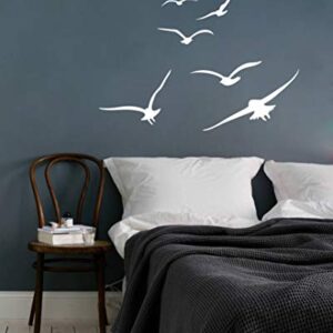 Flying Birds Wall Decals, Birds Vinyl Decals, Dorm Decals, Nursery Wall Decals, Office Decor, Modern Wall Decals for Kids Room Bedroom Living Room, Home Decor Wall Stickers Y20 (White)