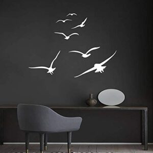 Flying Birds Wall Decals, Birds Vinyl Decals, Dorm Decals, Nursery Wall Decals, Office Decor, Modern Wall Decals for Kids Room Bedroom Living Room, Home Decor Wall Stickers Y20 (White)