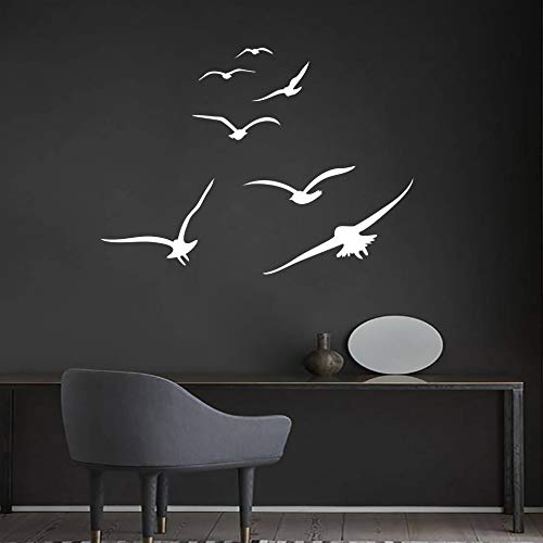 Flying Birds Wall Decals, Birds Vinyl Decals, Dorm Decals, Nursery Wall Decals, Office Decor, Modern Wall Decals for Kids Room Bedroom Living Room, Home Decor Wall Stickers Y20 (White)