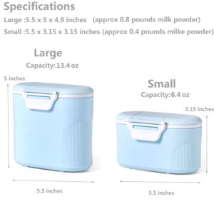 YEEHO Travel Infant Formula Dispenser Box with Scoop, Portable Baby Dry Milk Powder Food Container with Spoon Airtight Storage Easy go Parents Choice Sealed Flour Case,Blue