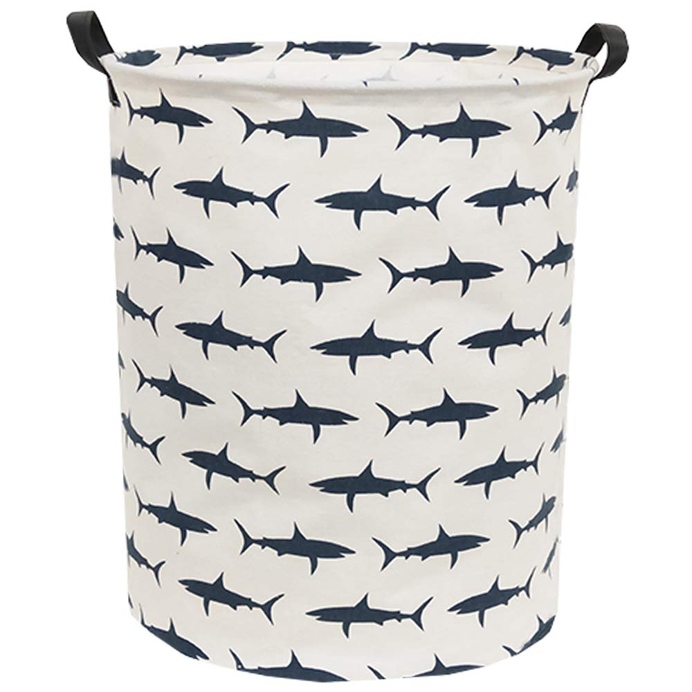 Sanjiaofen Kids Laundry Hamper,Canvas Shark Hamper Collapsible Boys Storage Baskets for Shark Room Decor,Nursery Hamper,Toy Organizer,(Shark)