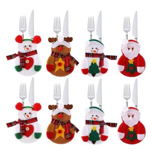 12 pack christmas tableware holders suit, messar silverware holders pockets pouches set flatware holders knife and fork cutlery bags kitchen storage tool for christmas party table decoration