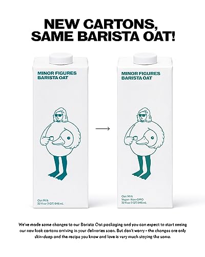 Minor Figures - Oat Milk, Unsweetened Barista Oat Milk, 32 Oz | Non Dairy Milk | Coffee Creamer | Plant Based | Vegan | Shelf Stable, 6 pack