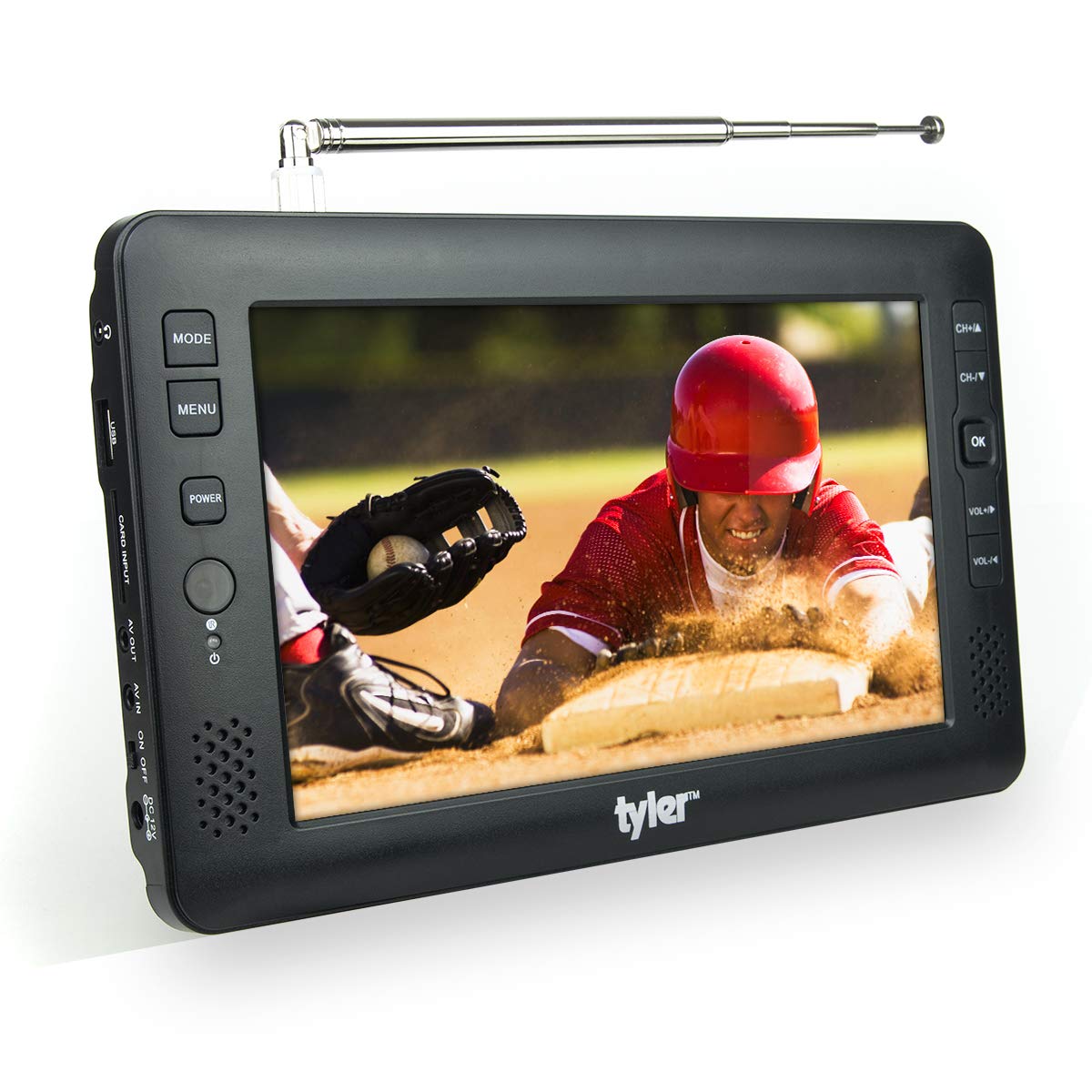 Tyler 9" 1080p Portable TV LCD Monitor Rechargeable Battery Powered Wireless Capability HD-TV, USB, SD Card, AC/DC, Remote Control Built in Stand Small for Car Kids Travel