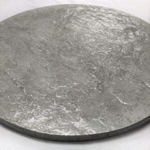 concrete lazy susan unique slate imprint texture, hand crafted, gray, turntable, 360 degree swivel, made in usa, 18" textured cement lazy susan, home decor by concrete resurrection