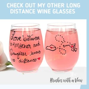 Never too Far to Wine Together Quote - Personalized Long Distance Wine Glass with States and Countries, Friendship Gift, Custom Personalized Long Distance Friendship Gift