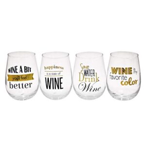 fifth avenue crystal wine stemless glasses, 3.3x4.5, clear