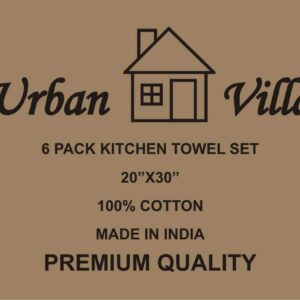 Urban Villa Christmas Kitchen Towels Premium Quality 100% Cotton Solid Kitchen Towels Set of 6 Ultra Soft Size 20X30 Inches Black Color Kitchen Towel Highly Absorbent Kitchen Towels