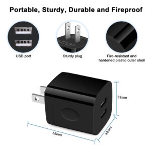 Black USB Wall Adapter, Charging Block, 3Pack Dual Port 2.1A Fast Wall Charger Brick Base Cube USB Plug Outlet Phone Charger Box Compatible iPhone 15 14 13 12 11 XS Max XR X 8 7 6, iPad, Samsung, LG