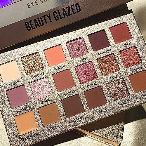 BestLand New Nude Eyeshadow Palette The 18 Colors Matte Shimmer Glitter Multi-Reflective Shades Ultra Pigmented Makeup Eye Shadow Powder Waterproof Eye Shadow Palette (BG52)