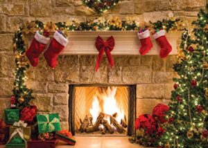 sjoloon 8x6ft christmas photography backdrops child christmas fireplace decoration background for photo studio (11209)
