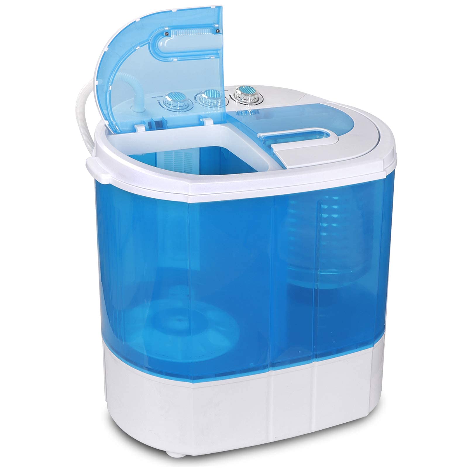 BBBuy Mini Portable Washing Machine, Twin Tub Compact Washing Machine w/Washer Spinner, Gravity Drain Pump and Drain Hose