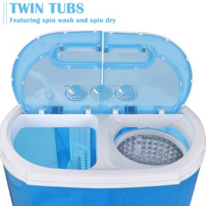 BBBuy Mini Portable Washing Machine, Twin Tub Compact Washing Machine w/Washer Spinner, Gravity Drain Pump and Drain Hose