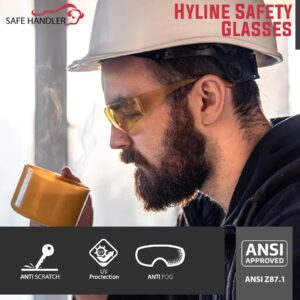 SAFE HANDLER BISON LIFE Hyline Safety Glasses | FULL COLOR, ANSI Z87.1, Impact Resistant, Unbreakable Lens, 99% UV Protection, Anti-Scratch & Anti-Fog, 12 PAIRS 12 Assorted Colors (1 box)