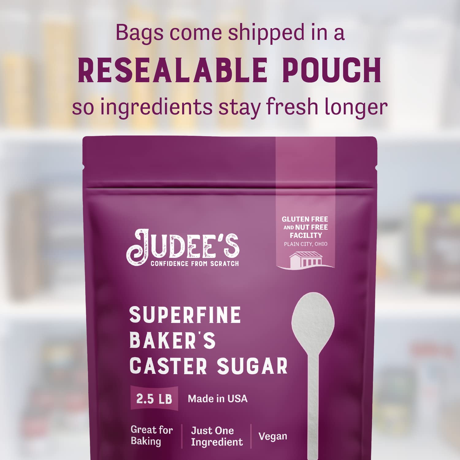 Judee's Superfine Caster Sugar - 2.5 lbs - Delicious and 100% Gluten-Free - Bakers Sugar for Homemade Treats, Baked Goods, and Toppings - Airy and Smooth