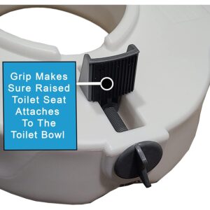 ProBasics Raised Toilet Seat For Seniors With Safety Lock, Round or Elongated Toilets, Secure Locking Mechanism, 4.5" Height, Hygienic Cutout, Easy Assembly, Universal Fit, 350lbs