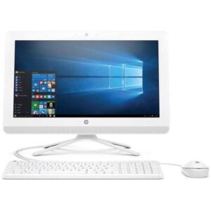 2018 hp all-in-one 19.5" hd+ display high performance desktop pc, intel celeron j3060 processor 4gb memory 500gb hard drive dvd drive wired keyboard + mouse windows 10 home - snow white