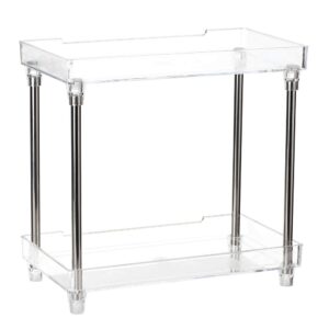 decdeal 2-tier cosmetic organizer tray, plastic and stainless steel, rectangular