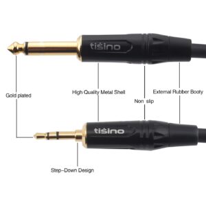 DISINO 1/8 Inch TRS Stereo to Dual 1/4 inch TS Mono Y-Splitter Cable 3.5mm Aux Mini Jack Stereo Breakout Cable Path Cords - 10 feet