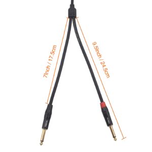 DISINO 1/8 Inch TRS Stereo to Dual 1/4 inch TS Mono Y-Splitter Cable 3.5mm Aux Mini Jack Stereo Breakout Cable Path Cords - 10 feet