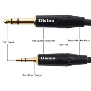 Disino 1/8 Inch TRS Stereo to Dual 1/4 inch TS Mono Y-Splitter Cable 3.5mm Aux Mini Jack Stereo Breakout Cable Path Cords - 6 feet