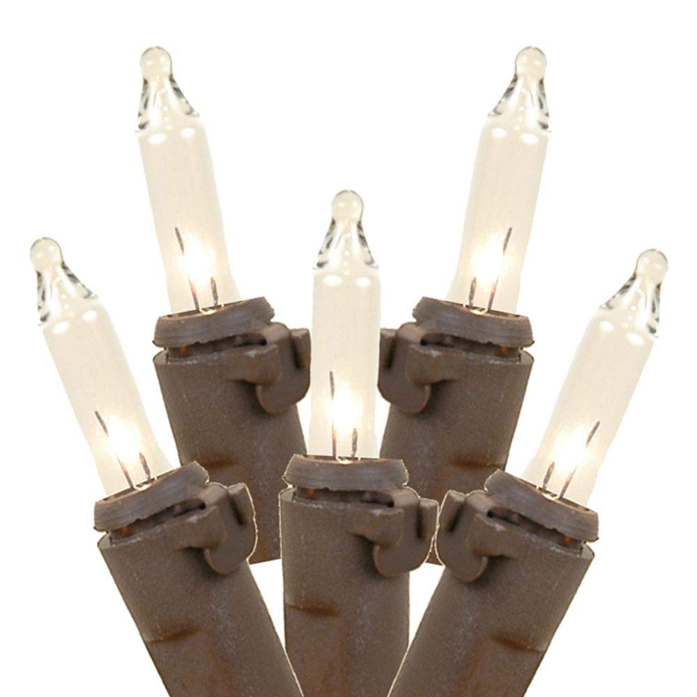 Novelty Lights 35 Light Clear Christmas Craft Mini Light Set, Non-Connectable, Brown Wire, 13.5' Long