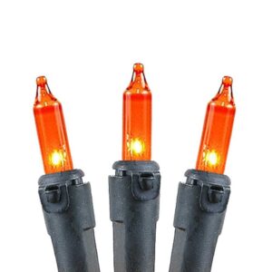 Novelty Lights 20 Light Orange Christmas Craft Mini Light Set, Non-Connectable, Black Wire, 8' Long