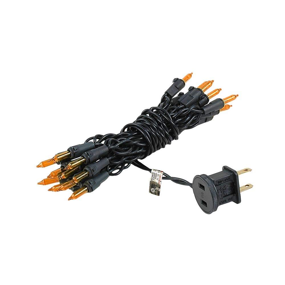 Novelty Lights 20 Light Orange Christmas Craft Mini Light Set, Non-Connectable, Black Wire, 8' Long