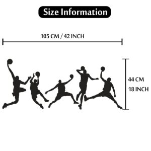 Basketball Players Wall Decals Slam Dunk DIY Wall Stickers for Kids Room Boys Bedroom Home Wall Decorations (5 pcs)