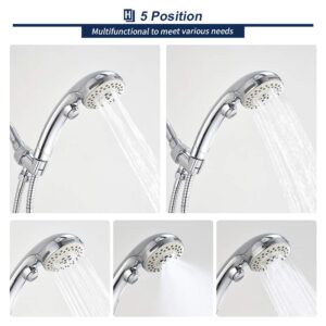 Shower Head High Pressure, 6 Settings High Pressure Shower Heads with Handheld Spray, Detachable Shower Head with ON/OFF Switch, RV Shower Head with Hose, Chrome - Homelody