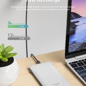 TG90° Portable Charger with Built in Cable, 10000mah Power Bank Type C USB C Cell Phone Thin Slim Lightweight Travel Tiny Charger Backup Battery Pack Compatible with Smartphones and All USB-C Devices