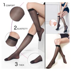 Endingshop 10 Pairs Sheer Knee High Stockings Compression Pantyhose for Women (black_10pairs)