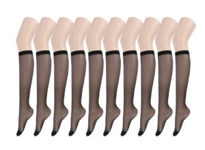 endingshop 10 pairs sheer knee high stockings compression pantyhose for women (black_10pairs)
