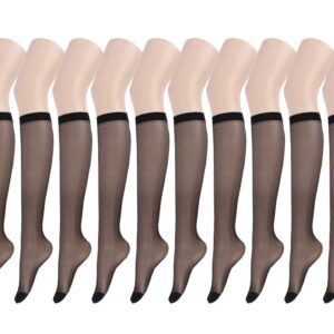 Endingshop 10 Pairs Sheer Knee High Stockings Compression Pantyhose for Women (black_10pairs)