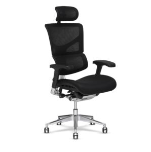 x-chair x3 management office chair, black a.t.r. fabric with headrest - high end comfort chair/dynamic variable lumbar support/floating recline/highly adjustable/durable/executive office desk seat